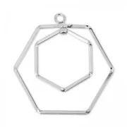 Pendentif hexagones articulés 30 mm rhodié HQ x1