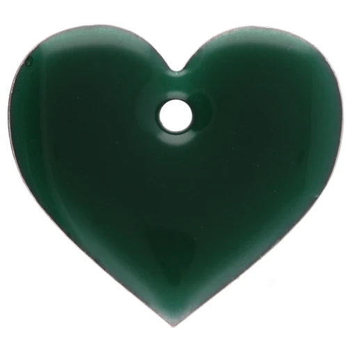 Sequins coeurs en métal et résine époxy 12x13 mm - Vert sapin x6