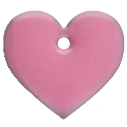 Sequins coeurs en métal et résine époxy 12x13 mm - Rose x6