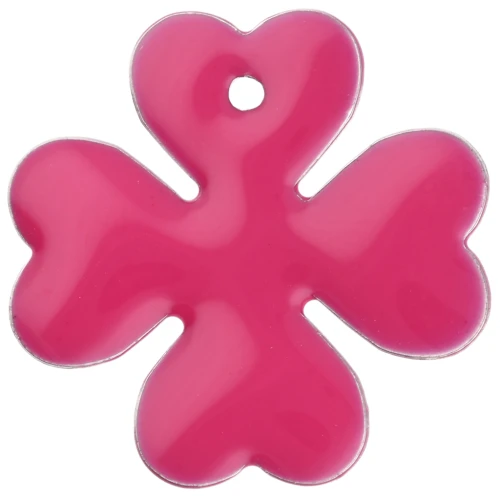 Sequins Trèfle en métal et résine époxy 16 mm - Rose fluo x4