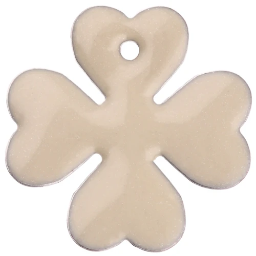 Sequins Trèfle en métal et résine époxy 16 mm - Crème x4