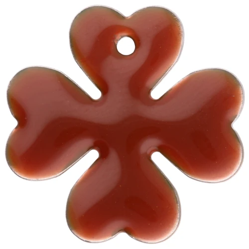Sequins Trèfle en métal et résine époxy 16 mm - Marron clair x4