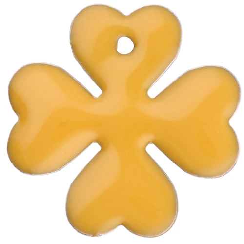 Sequins Trèfle en métal et résine époxy 16 mm - Jaune x4