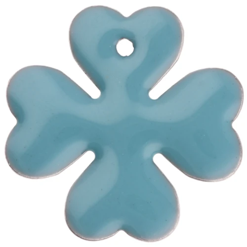 Sequins Trèfle en métal et résine époxy 16 mm - Bleu clair x4