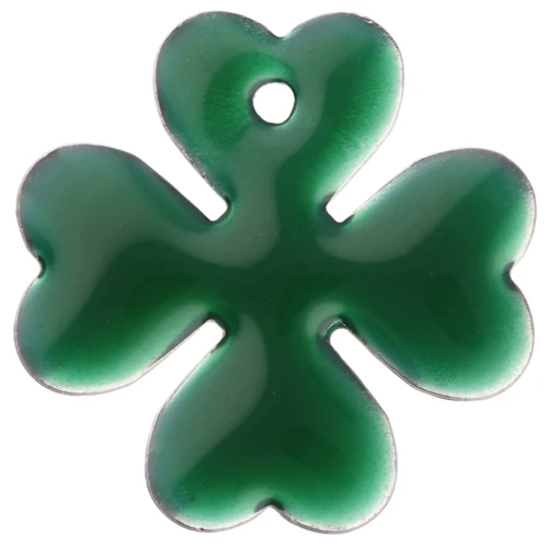 Sequins Trèfle en métal et résine époxy 16 mm - Vert sapin x4