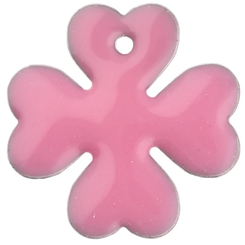 Sequins Trèfle en métal et résine époxy 16 mm - Rose x4