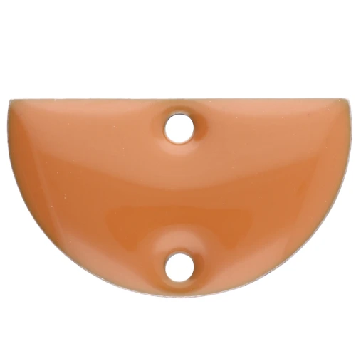 Intercalaires en métal - demi-lune - 2 trous résine époxy 10x17 mm Moutarde x6