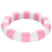 Bracelet jonc épais 64 mm en résine opaque - Blanc - Rose x1