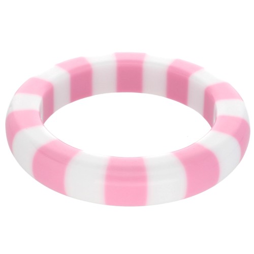 Bracelet jonc épais 64 mm en résine opaque - Blanc - Rose x1