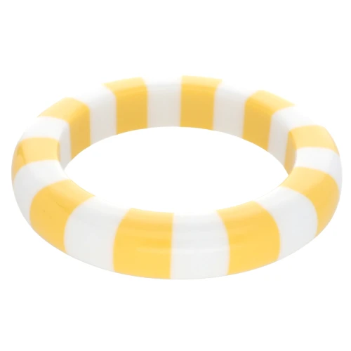 Bracelet jonc épais 64 mm en résine opaque - Blanc - Jaune x1
