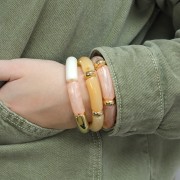 Perles tube incurvé 35x11 mm en acrylique opaque - Argenté x6