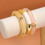 Perles tube incurvé 35x11 mm en acrylique opaque - Argenté x6