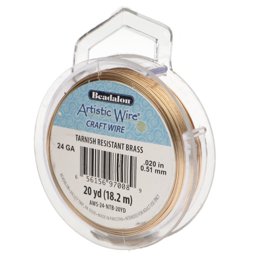 Fil de laiton Artistic Wire 0.51 mm - brut traité Anti-ternissement x18.2m