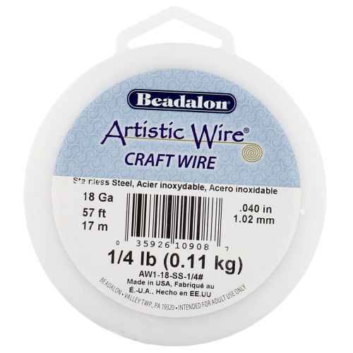 Fil rond 1.02 mm Artistic Wire - Acier inoxydable 304 x17m
