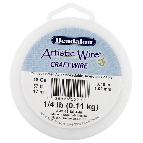 Fil rond 1.02 mm Artistic Wire - Acier inoxydable 304 x17m