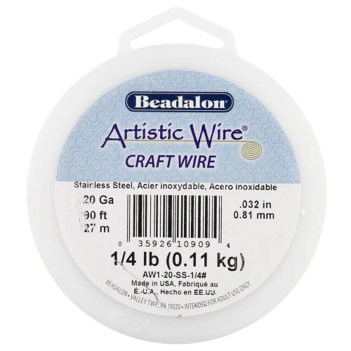Fil rond 0.81 mm Artistic Wire - Acier inoxydable 304 x27m