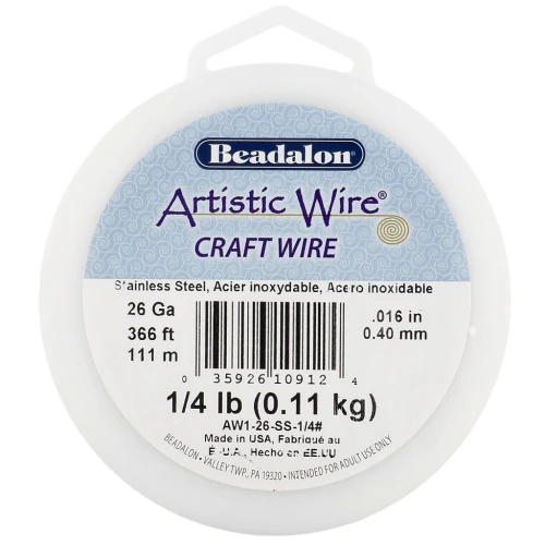 Fil rond 0.41 mm Artistic Wire - Acier inoxydable 304 x111m