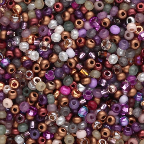 Perles rocailles Preciosa 11/0 2 mm - Mix Violet - Bronze x20g