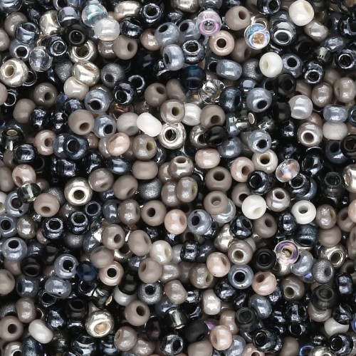 Perles rocailles Preciosa  11/0 2 mm - Mix Argenté - Noir - Blanc x20g