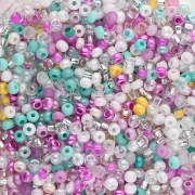 Perles rocailles Preciosa 11/0 2 mm - Mix Crystal - Rose - Mint x20g