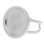 Bague ajustable pour cabochon 15 mm - Taille 46 à 56 - Acier inoxydable 316L x1