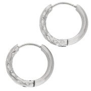 Créoles rondes martelées réversible 17 mm - Fil 2.5 mm - Acier inox 316L et 201 x2
