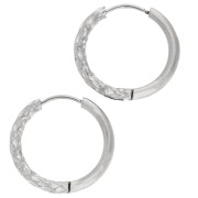 Créoles rondes martelées réversible 21 mm - Fil 2.5 mm - Acier inox 316L et 201 x2