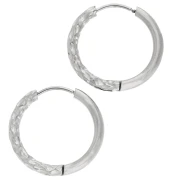Créoles rondes martelées réversible 21 mm - Fil 2.5 mm - Acier inox 316L et 201 x2
