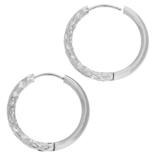 Créoles rondes martelées réversible 23 mm - Fil 2.5 mm - Acier inox 316L et 201 x2