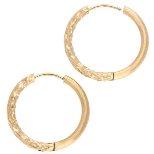 Créoles rondes martelées réversible 23mm Fil 2.5 mm Acier inox 316L et 201 Doré x2