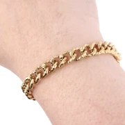 Chaine maille Gourmette texturé 8 mm - Acier inoxyadable 304 Doré x50cm