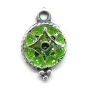 Breloque résine époxy  9 mm vert pailleté x1