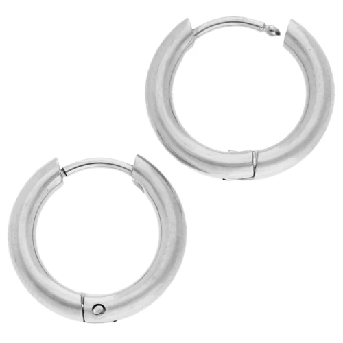 Créoles rondes 15 mm - Fil 2.5 mm - Acier inoxydable 316L x2