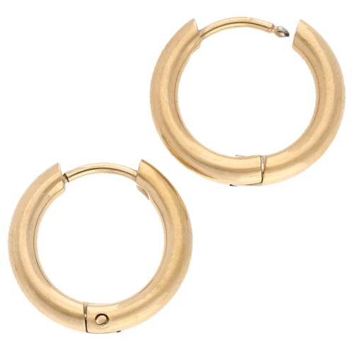 Créoles rondes 15 mm - Fil 2.5 mm - Acier inoxydable 316L Doré x2