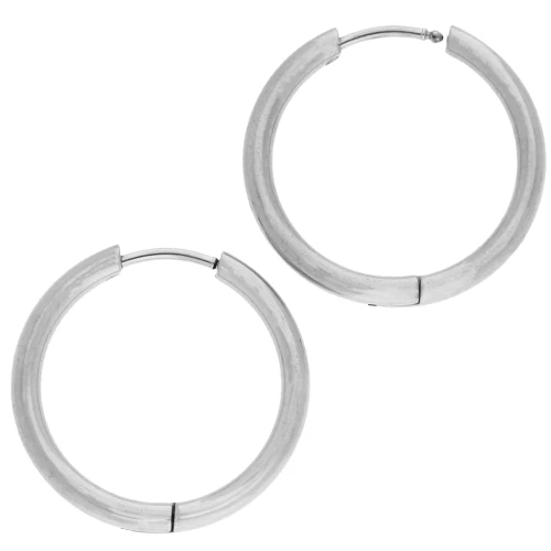 Créoles rondes 23 mm - Fil 2.5 mm - Acier inoxydable 316L x2