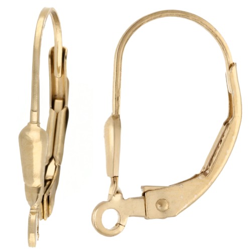 Dormeuses 16 mm avec anneau ouvert - motif goutte - Gold filled (or laminé) x2