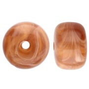 Perles rondelles gros trous 14.5x9 mm en acrylique opaque - Marbré Marron x20|raw }}