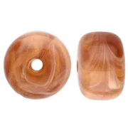 Perles rondelles gros trous 14.5x9 mm en acrylique opaque - Marbré Marron x20