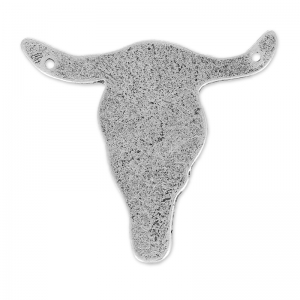 Intercalaire tête de taureau 2 trous 42 mm argenté vieilli x1