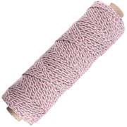 Cordon en coton tressé 2.5 mm - fabrication Française - Rose clair - Gris x100m