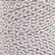Cordon en coton tressé 2.5 mm - fabrication Française - Rose clair - Gris x100m