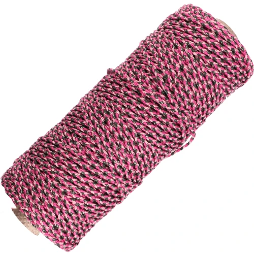 Cordon en coton tressé 3 mm - fabrication Française - Multi rose - Gris x100m