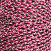Cordon en coton tressé 3 mm - fabrication Française - Multi rose - Gris x100m