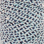 Cordon en coton tressé 3 mm - fabrication Française - Bleu foncé - Bleu clair x100m