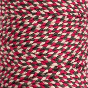 Bobine cordon en coton tressé 2.5mm - fabrication Française - Rouge - Vert x100m