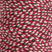 Bobine cordon en coton tressé 2.5mm - fabrication Française - Rouge - Vert x100m
