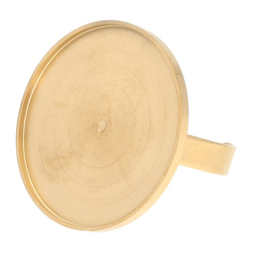 Bague fine réglable pour cabochon fond plat 25 mm - Acier inoxydable 304 Doré x1