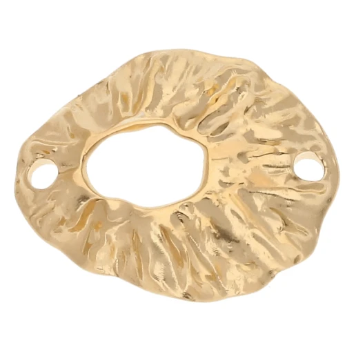 Intercalaire ovale évidé texturé 19.5x16 mm - Doré à l'or fin x1