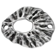 Intercalaire ovale évidé texturé 19.5x16 mm - Placage Argent fin vieilli x1