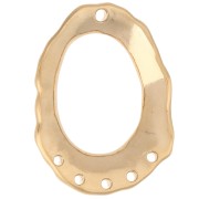 Pendentif chandelier ovale évidé texturé 35x27 mm 5 trous - Doré à l'or fin x1